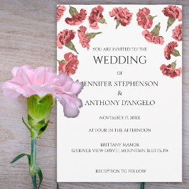 Invitación Personalizado floral moderno de Carnations rosado