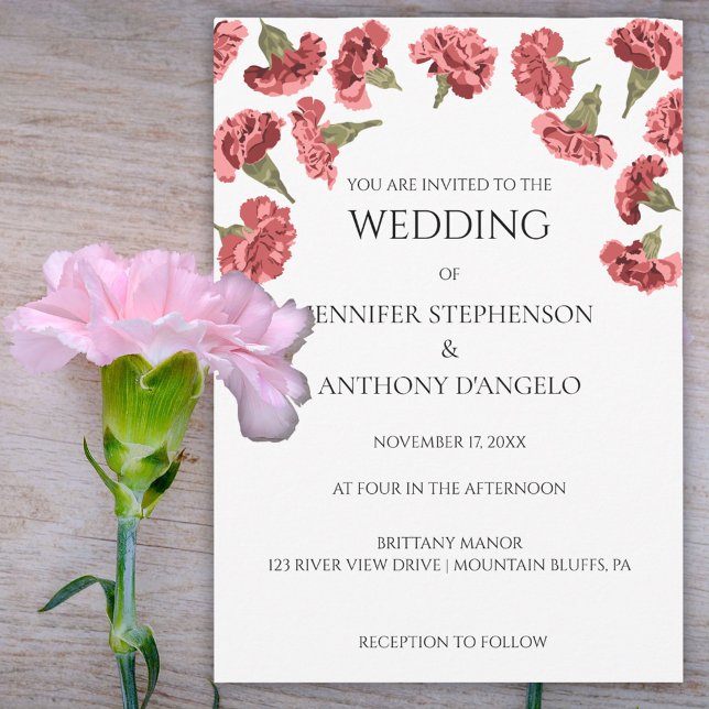 Invitación Personalizado floral moderno de Carnations rosado (Subido por el creador)