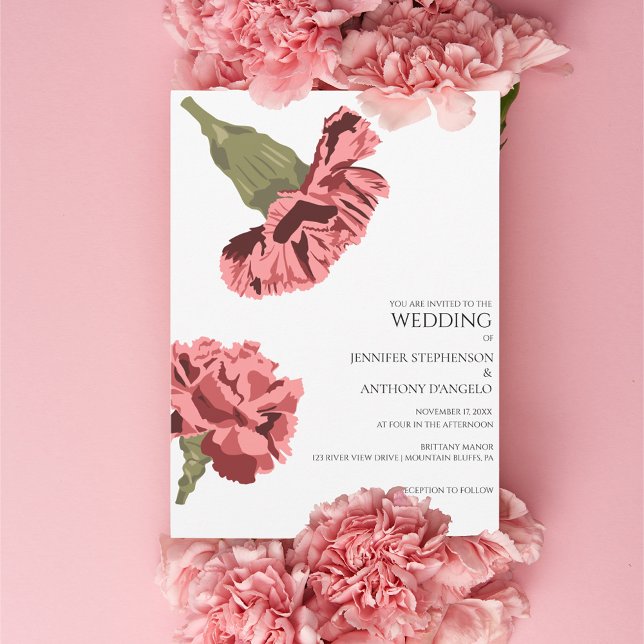 Invitación Personalizado floral moderno de Carnations rosado (Subido por el creador)