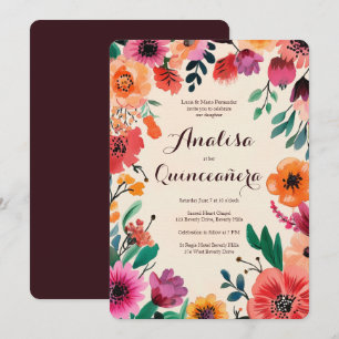 Invitación Personalizado Floral Quinceañera