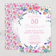 Personalizado Floral Rosa 50 y fabuloso cumpleaños