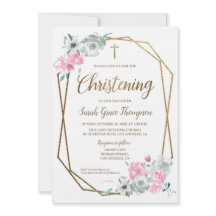 Personalizado Floral rosa acuarela Bebé Christenin
