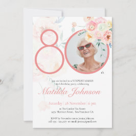 Invitación Personalizado floral rosa foto sorpresa 80 cumplea