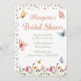 Invitación Personalizado Flores silvestres y mariposas ducha 