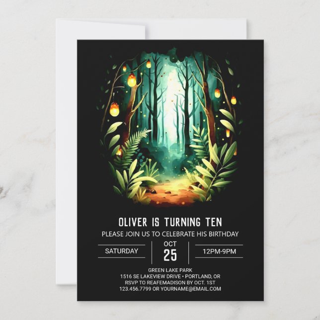 Invitación Personalizado Forest Whimsical Woodland Cumpleaños (Anverso)