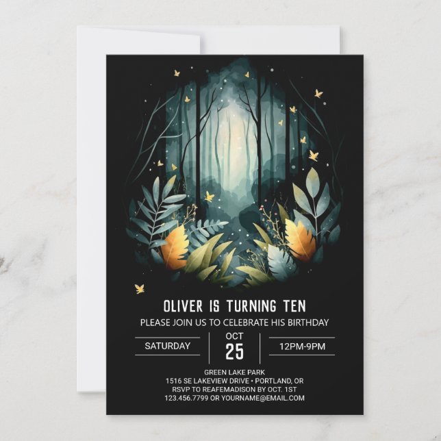 Invitación Personalizado Forest Whimsical Woodland Cumpleaños (Anverso)