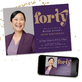 Invitación Personalizado Foto 40 Fiesta de cumpleaños