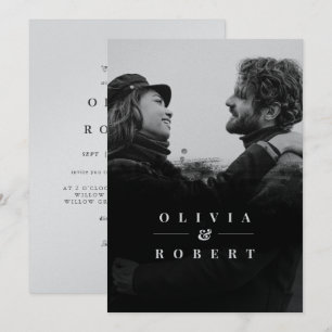 Invitación Personalizado Foto Black Resumen Boda Plata