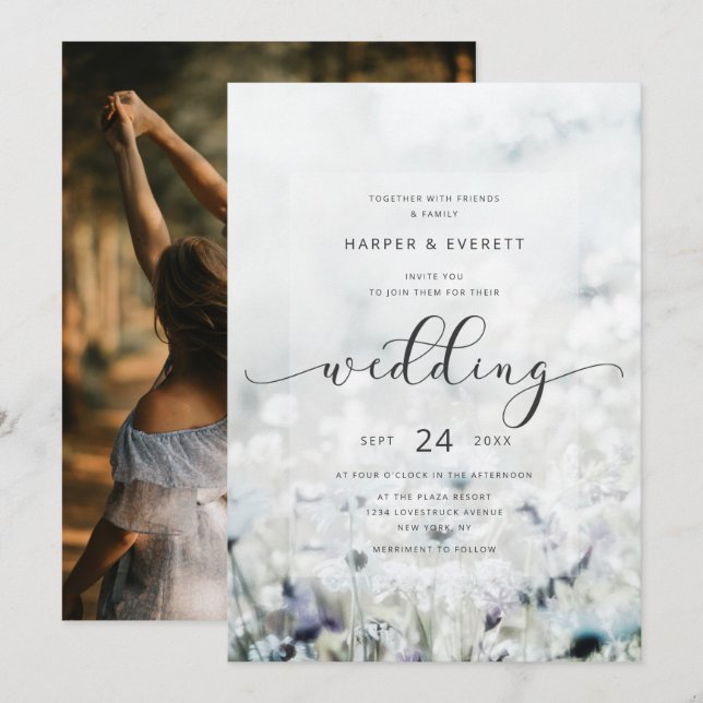 Invitación Personalizado foto Boda de Wildflower Meadow (Anverso / Reverso)