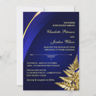 Invitación Personalizado Foto Boda Real Azul y Oro