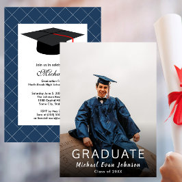 Invitación Personalizado Foto Graduación azul Clase de invita