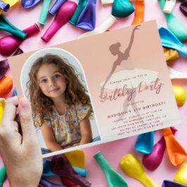 Invitación Personalizado Foto I Pink Silhouette Ballerina Cum