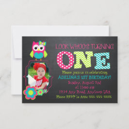 Invitación Personalizado foto Lechuza 1er cumpleaños invitaci