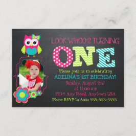 Invitación Personalizado foto Lechuza 1er cumpleaños invitaci
