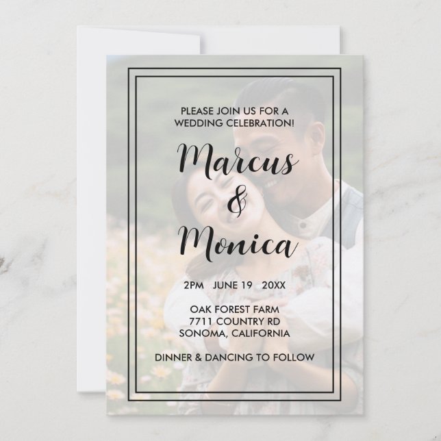 Invitación Personalizado Foto Moda simple Boda mínimo (Anverso)
