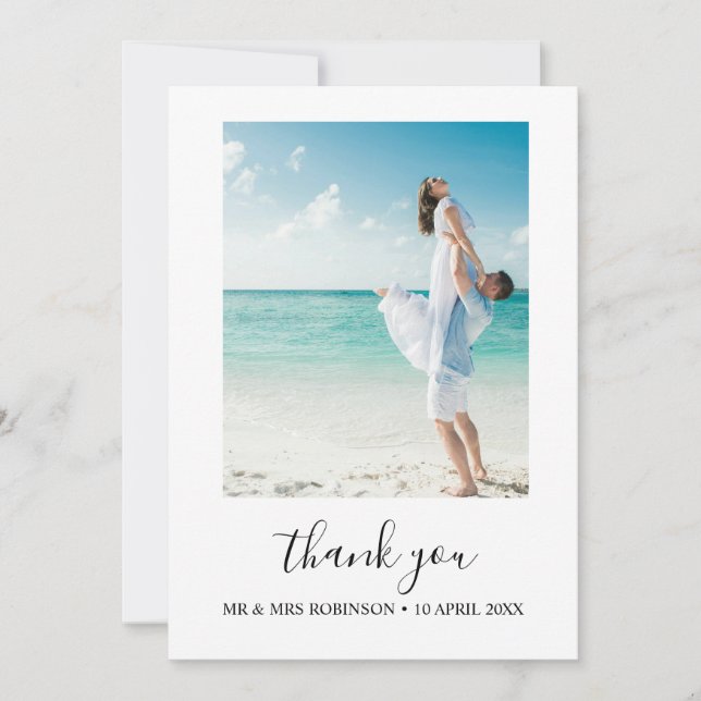 Invitación Personalizado Foto Modern Beach Wedding gracias (Anverso)