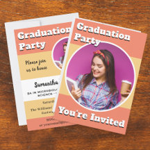 Personalizado Foto: Modern Peach Graduation Party
