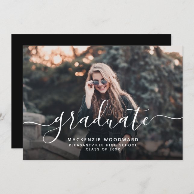 Invitación Personalizado Foto Partido de Graduación de Guión  (Anverso / Reverso)