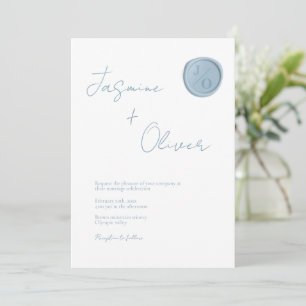 Invitación personalizado foto polvoriento sello de cera azul 