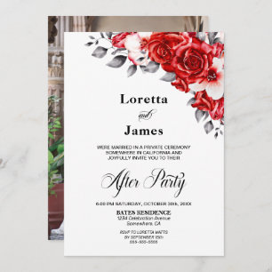 Invitación Personalizado Foto Red Rose Floral Wedding Recepci