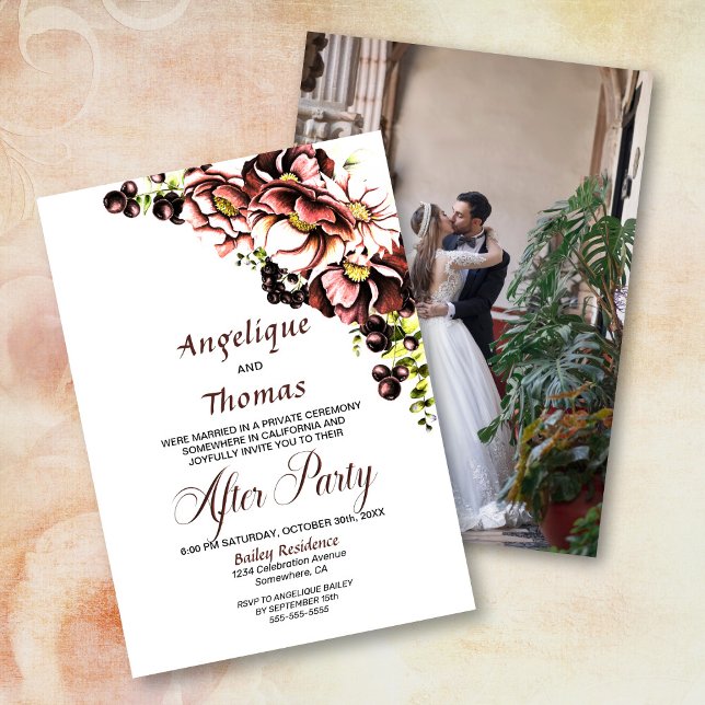 Invitación Personalizado Foto Rustic Fall Floral Wedding (Subido por el creador)