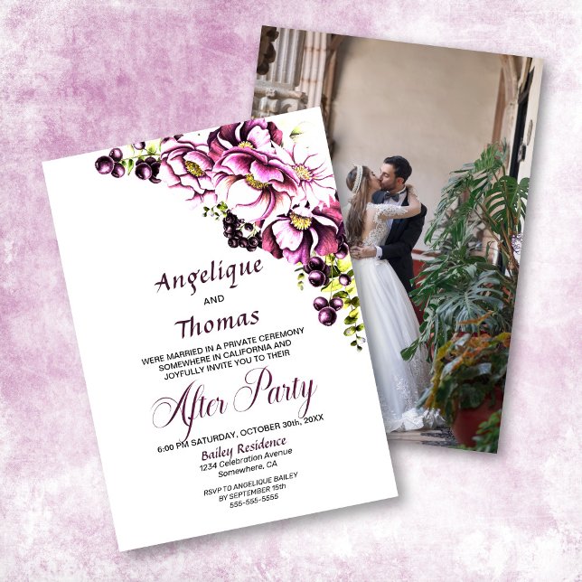 Invitación Personalizado Foto Rustic Pink Floral Wedding (Subido por el creador)