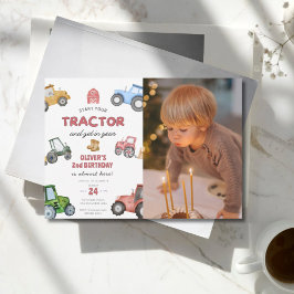 Invitación Personalizado foto tractor de 2º cumpleaños