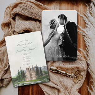 Invitación Personalizado foto vintage boda de la mansión ingl