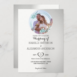 Invitación Personalizado Foto Y Boda De Floral Wreath