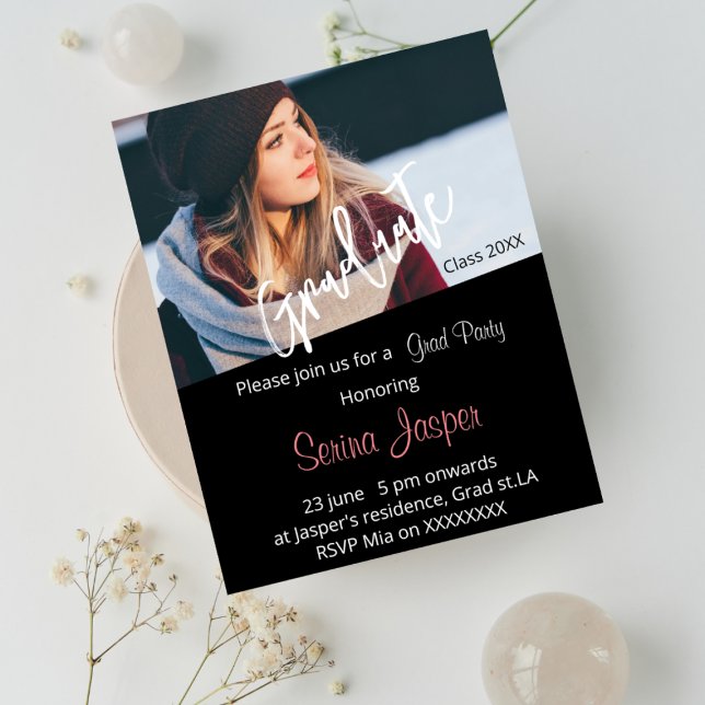 Invitación Personalizado fotografía fiesta de graduación negr (Subido por el creador)