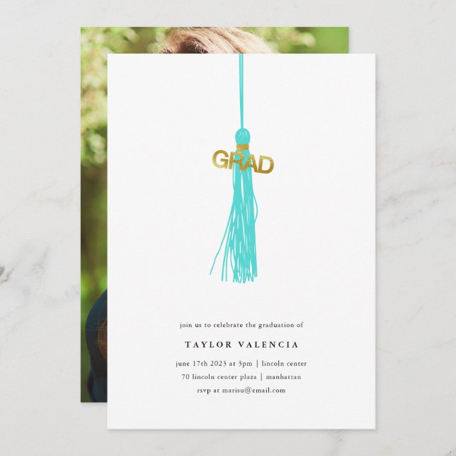 Invitación Personalizado fotográfico del Partido de Graduació (Anverso / Reverso)