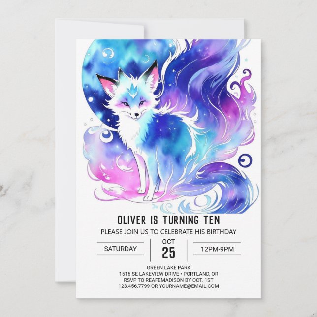 Invitación Personalizado Fox Birthday Bash (Anverso)