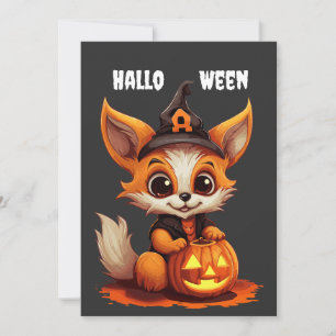 Invitación Personalizado Fox con calabaza de Halloween