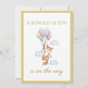 Invitación Personalizado Fox sostiene globos