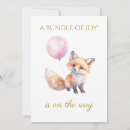 Invitación Personalizado Fox sostiene globos