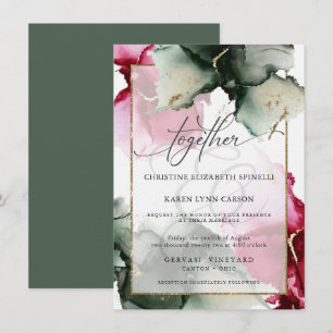 Invitación PERSONALIZADO Fuchsia y Sage Green Watercolor