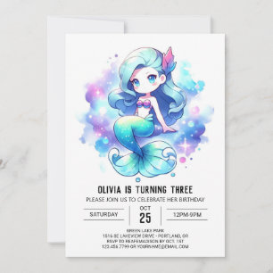Invitación Personalizado Fun Mermaid Cumpleaños
