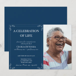 Invitación Personalizado funerario azul oscuro clásico