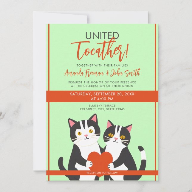 Invitación Personalizado Gatos Cutáneos Rojos y Blancos y Bod (Anverso)