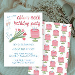 Invitación Personalizado Girlie Cute, Fiesta de cumpleaños nú<br><div class="desc">Perfecta tarjeta linda para una divertida invitación de fiesta de cumpleaños. ¡La mano hizo arte para ti! ¡TODO PERSONALIZABLE! Haga clic en "Personalizar" para editar el texto. Haga clic en "editar usando la herramienta de diseño" para ajustar las fuentes, colores y colocaciones. Borre el patrón de quequitos del lado posterior...</div>