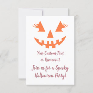 Invitación Personalizado Girly Jack O Lantern Pumpkin Hallowe
