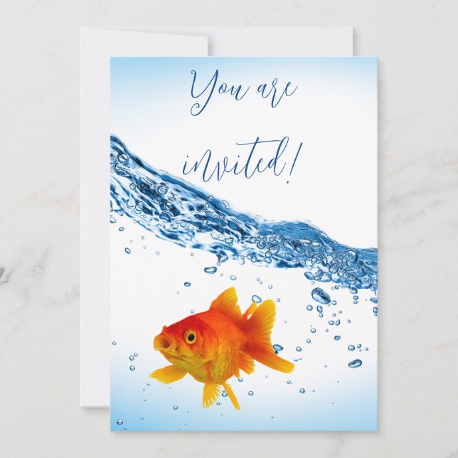 Invitación Personalizado Goldfish Fish Bowl Water (Anverso)