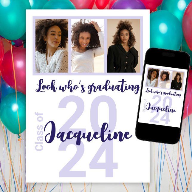 Invitación Personalizado Graduación Collage de fotos de guión (Subido por el creador)