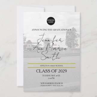 Invitación Personalizado Graduación de oro negro con foto tra