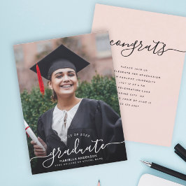 Invitación Personalizado Graduación Elegante Foto de guión mo