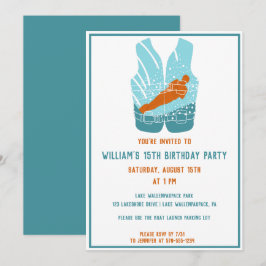 Invitación Personalizado gráfico de esquiador acuático con te