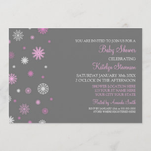 Invitación Personalizado gris rosado Baby Shower del navidad