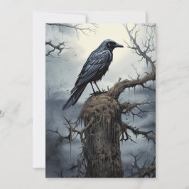 Invitación Personalizado Halloween Party Creepy Raven Graveya