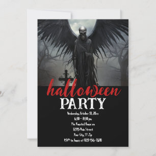 Invitación Personalizado Halloween Party Gothic Skeleton Grav