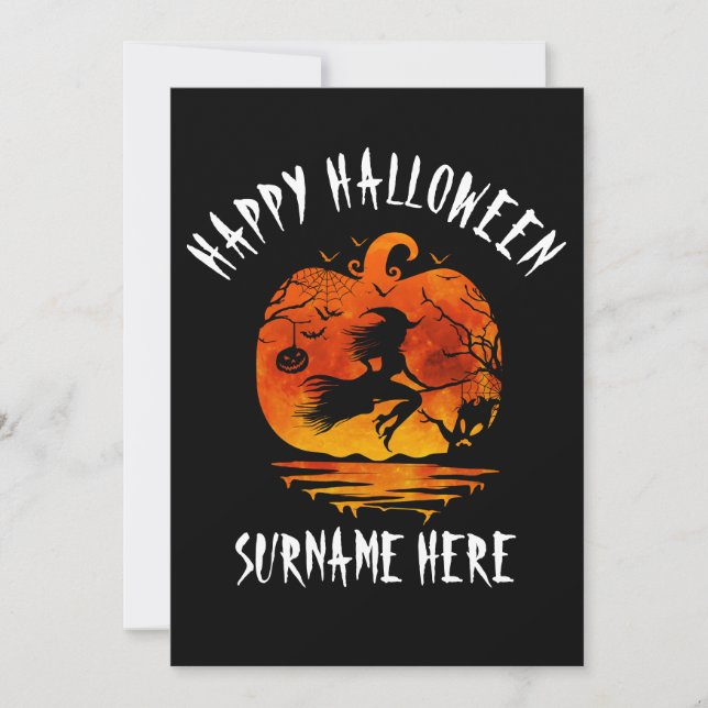 INVITACIÓN PERSONALIZADO HAPPY HALLOWEEN FAMILIA REUNIENDO PU (Anverso)